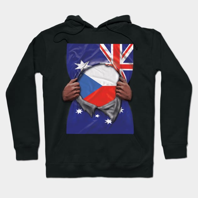 Czech Republic Flag Australian Flag Ripped - Gift for Czech From Czech Republic Hoodie by Country Flags